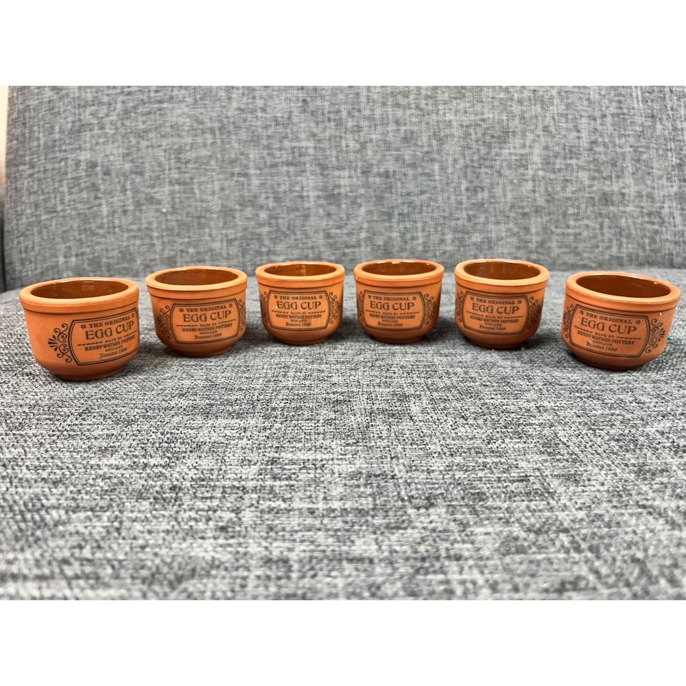 Henry Watson Pottery Original Egg Cup Set of 6 Terracotta Made in England